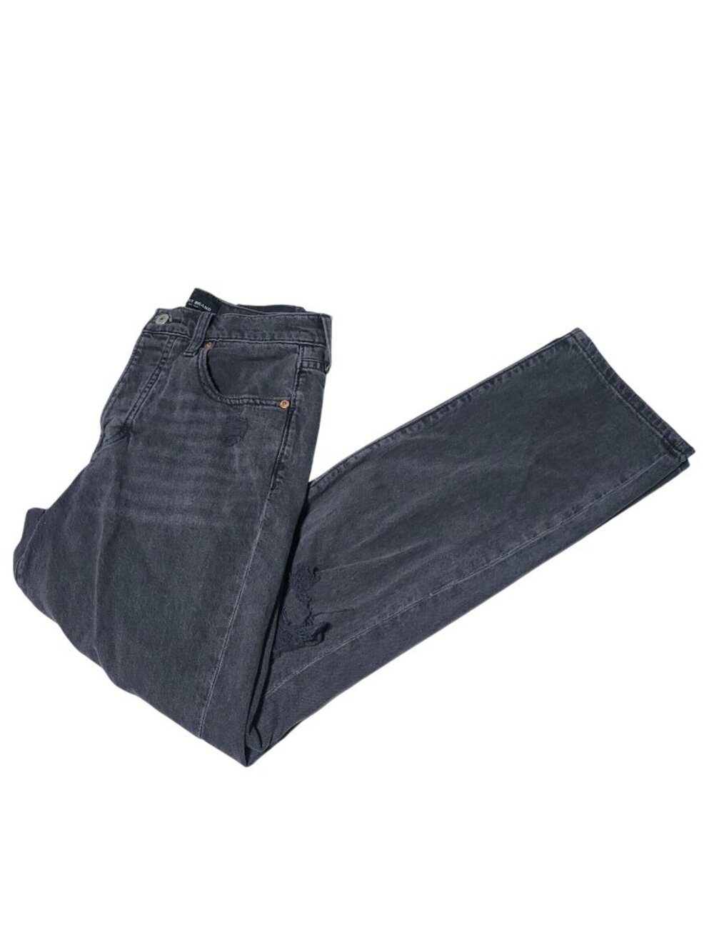 Lucky Brand Jeans Womens Size 0 Straight Mid Rise Gray Ripped Denim Pants
